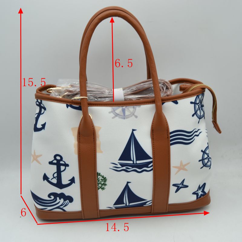 Maritime Adventure Canvas Tote – Monochrome Voyage Shoulder Bag - Pink - Tote Bag