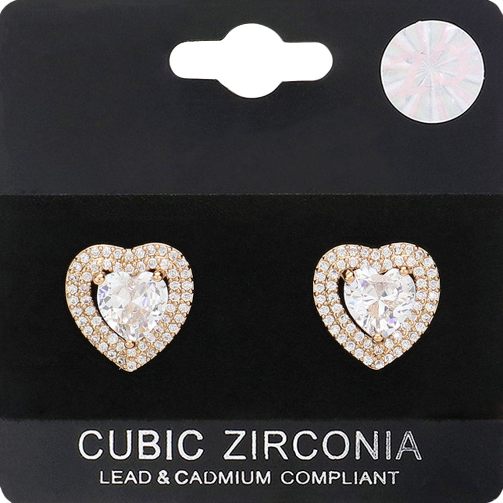 CZ Stone Heart Stud Earrings are a timeless and elegant addition to any jewelry collection. Crafted with high-quality cubic zirconia stones, they offer a stunning sparkle without the high cost of diamonds. Perfect for any occasion, these earrings are the perfect blend of sophistication and affordability. 