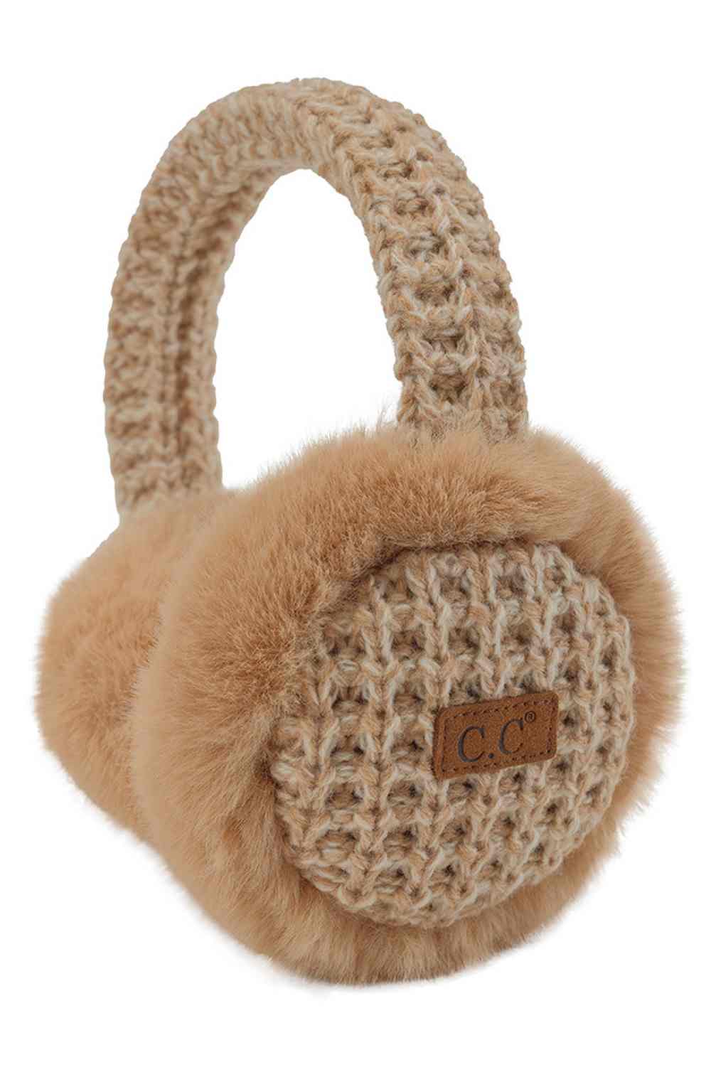 Camel Stay warm and cozy with the C.C Heather Knitted Faux Fur Earmuff. Crafted from a soft blend of 70% acrylic and 30% polyester, these earwarmers feature a plush faux fur exterior for luxurious comfort. The one-size-fits-most design makes them perfect for anyone seeking reliable ear protection during chilly weather. Ideal for outdoor activities, casual outings, or everyday wear, these earmuffs combine style with functionality to keep you comfortable all season long.