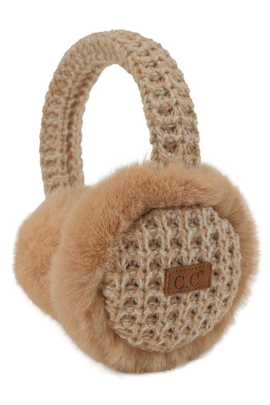 Camel Stay warm and cozy with the C.C Heather Knitted Faux Fur Earmuff. Crafted from a soft blend of 70% acrylic and 30% polyester, these earwarmers feature a plush faux fur exterior for luxurious comfort. The one-size-fits-most design makes them perfect for anyone seeking reliable ear protection during chilly weather. Ideal for outdoor activities, casual outings, or everyday wear, these earmuffs combine style with functionality to keep you comfortable all season long.