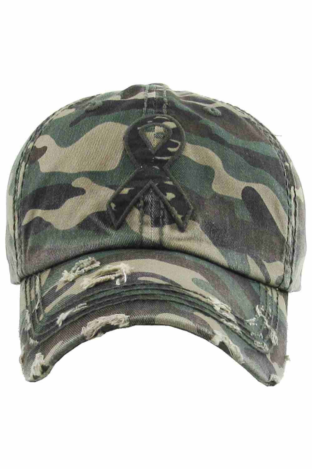 Show off casual style with the Camo Ribbon Washed Vintage Baseball Cap, featuring a classic distressed look and unique camo ribbon detail. Comfortable and adjustable, it’s perfect for everyday wear, outdoor adventures, or relaxed weekend outfits.