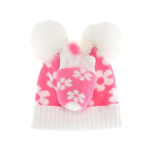 Candy-Pink BABY Daisy C.C Pom Pom Beanie and Glove Set offers optimal warmth and comfort for infants during cold weather. Designed with soft, breathable fabric, it protects sensitive skin while ensuring a snug fit. The pom pom detail adds a stylish element, making this set both functional and fashionable for everyday wear or outdoor activities. 