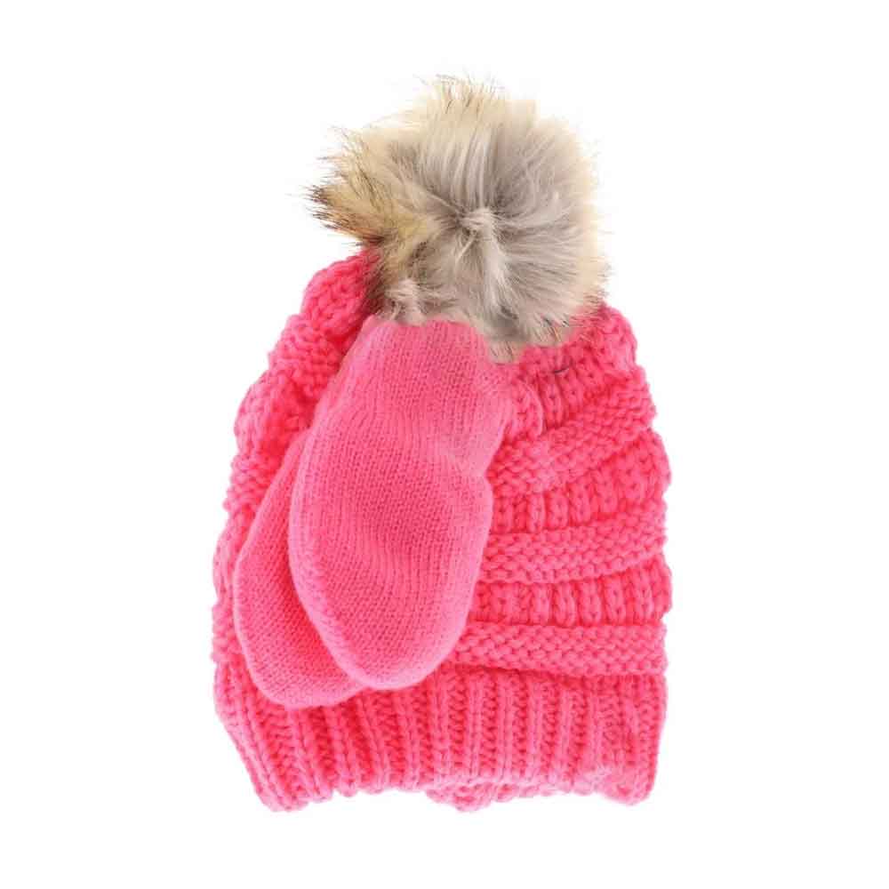 Candy BABY Solid Knit Faux Fur Pom C.C Beanie with Mitten Set combines warmth and style for your infant. Featuring a soft knit construction and a plush faux fur pom, the beanie offers gentle insulation while the coordinating mittens keep tiny hands protected from chilly weather. This set is designed with comfort and durability in mind, providing reliable cold-weather coverage that is both functional and fashionable for everyday use.