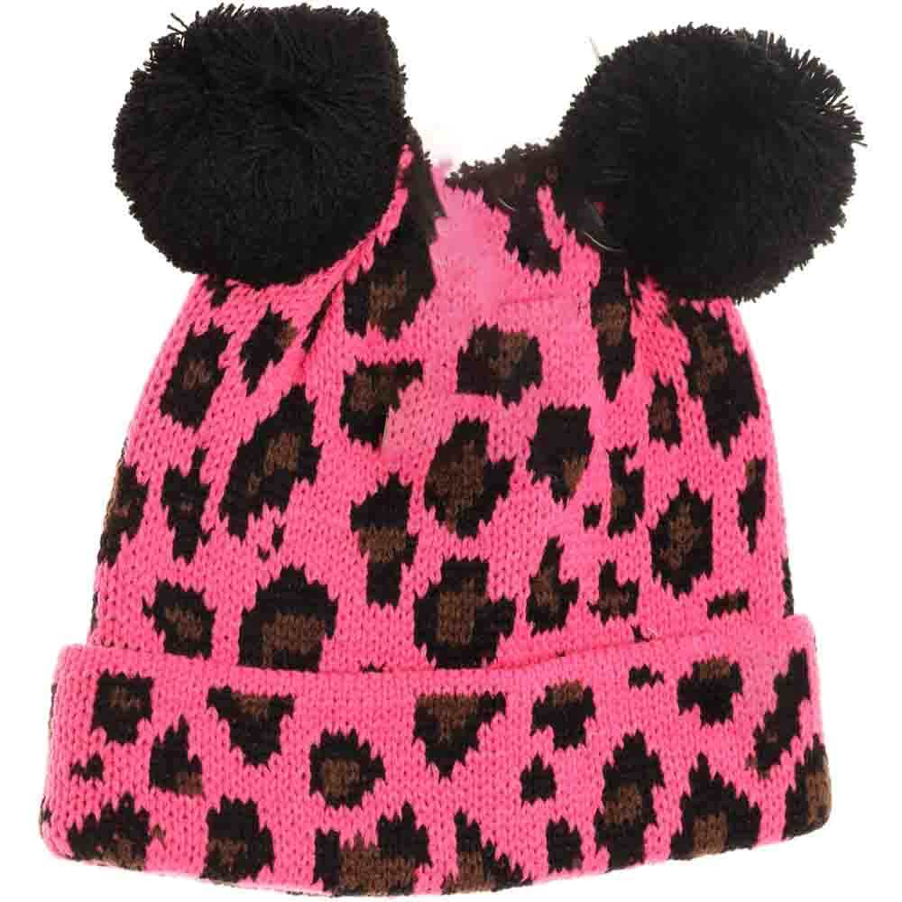 CandyPink Baby Leopard Double Pom Beanie combines warmth and playful design for your little one. Made with a soft, gentle fabric, it ensures cozy comfort while the double pom detailing adds a charming, stylish flair. The subtle leopard print delivers a trendy look, making this beanie an ideal accessory for cold weather protection with a fashionable edge. 