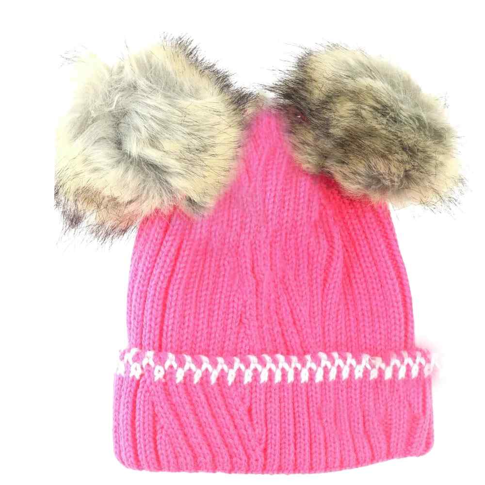 Candy Pink BABY Solid Knit Double Fur Pom Beanie combines warmth and style with its solid knit fabric and plush double fur pompom. Designed to keep little heads cozy during cold weather, it offers gentle stretch for a comfortable fit. The high-quality knit ensures durability, while the soft double fur pom adds an adorable, classic touch to any outfit. Ideal for everyday wear or outdoor adventures, this beanie provides expert-approved protection against the chill without compromising on style. 