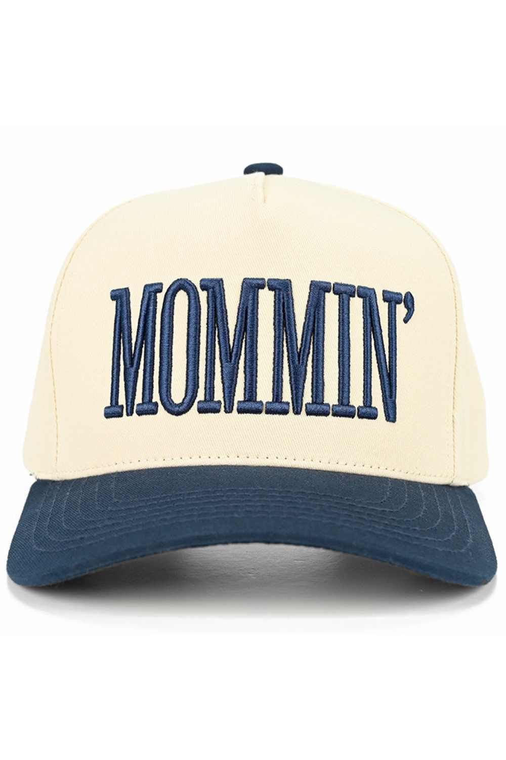 Navy Celebrate mom life in style with the C.C MOMMIN two-tone trucker hat, featuring clean letter embroidery for a bold yet laid-back look. With its classic baseball cap silhouette and breathable mesh back, this hat offers all-day comfort and an effortlessly cool finish for busy, on-the-go days.