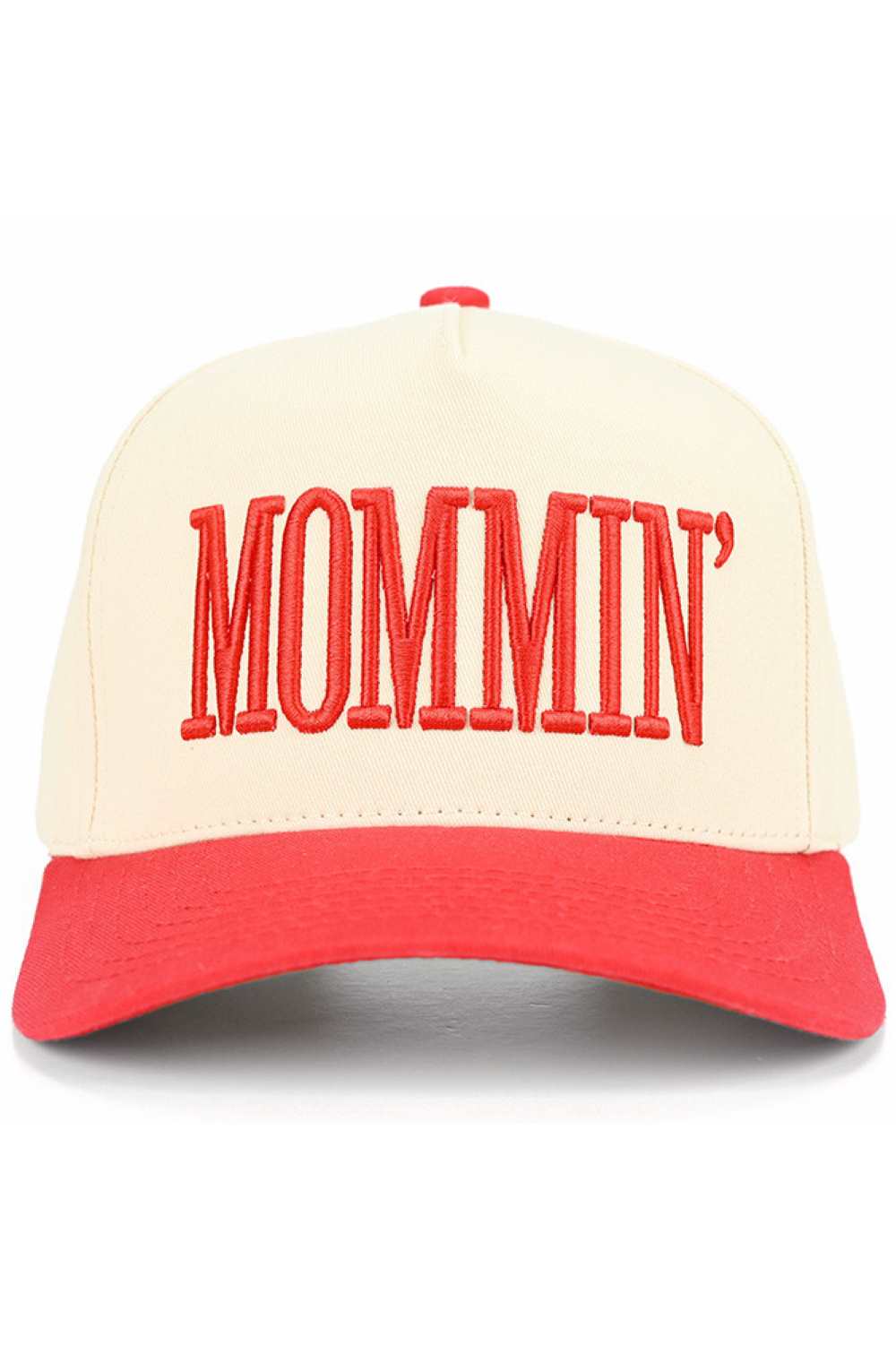 Red Celebrate mom life in style with the C.C MOMMIN two-tone trucker hat, featuring clean letter embroidery for a bold yet laid-back look. With its classic baseball cap silhouette and breathable mesh back, this hat offers all-day comfort and an effortlessly cool finish for busy, on-the-go days.