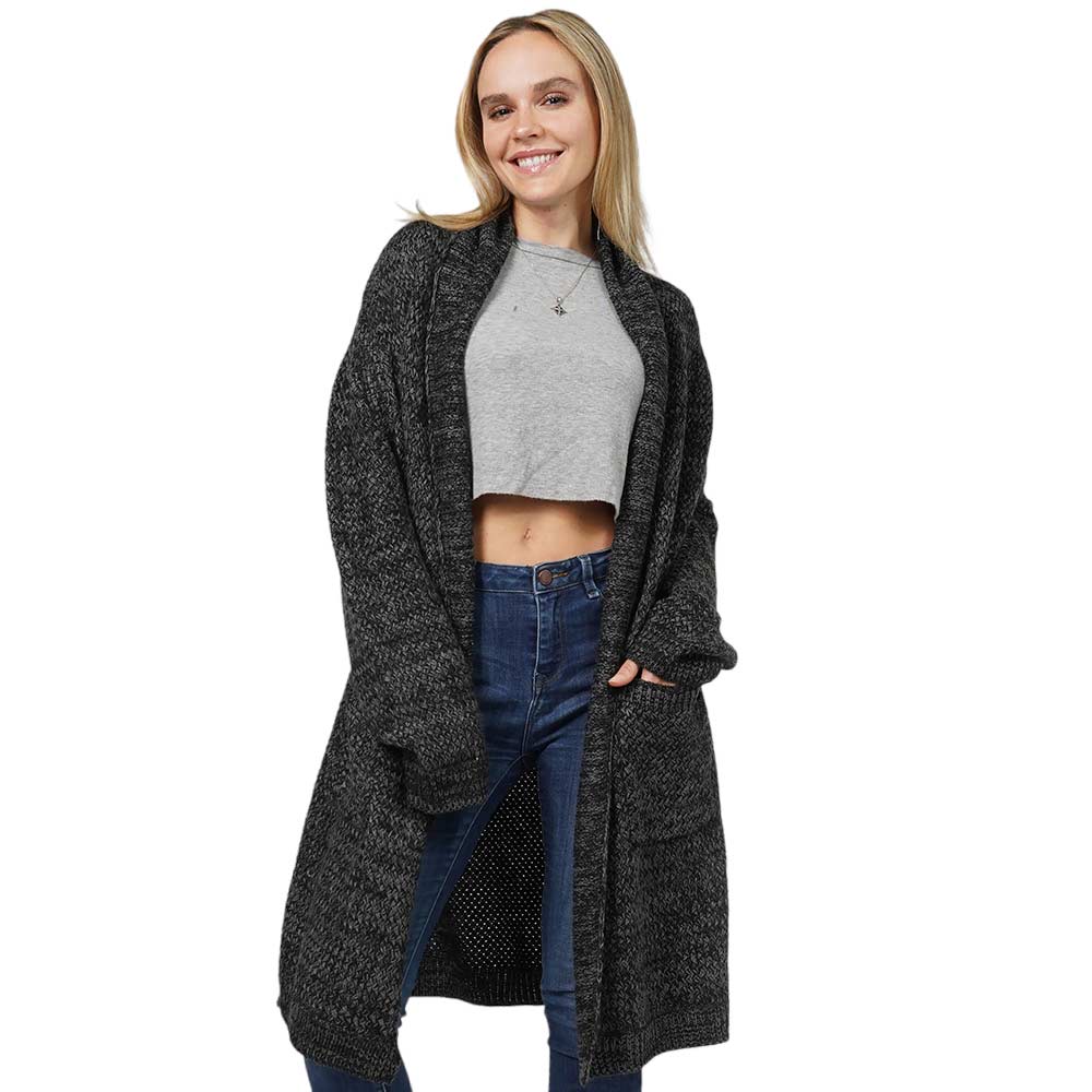 Charcoal Solid Shawl Collar Knit Cardigan, delicate, warm, on-trend & fabulous, a luxe addition to any cold-weather ensemble. You can throw it on over so many pieces elevating any casual outfit! Perfect Gift for wife, mom, birthday, holiday, etc.