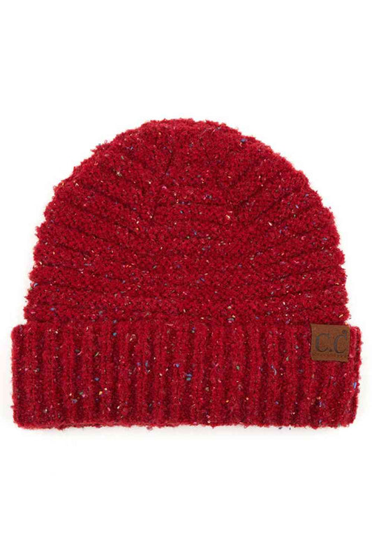 Chili Pepper Elevate your winter wardrobe with this C.C Confetti Boucle Yarn Beanie, crafted from a premium blend of 95% polyester and 5% cotton. The textured boucle yarn creates visual interest and dimension, making it the perfect accessory to complement any outfit.