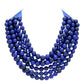 royal blue chunky acrylic beaded multi-strand necklace with magnetic clasp