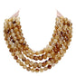 tan chunky acrylic beaded multi-strand necklace with magnetic clasp