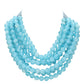 blue chunky acrylic beaded multi-strand necklace with magnetic clasp