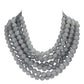 light gray chunky acrylic beaded multi-strand necklace with magnetic clasp