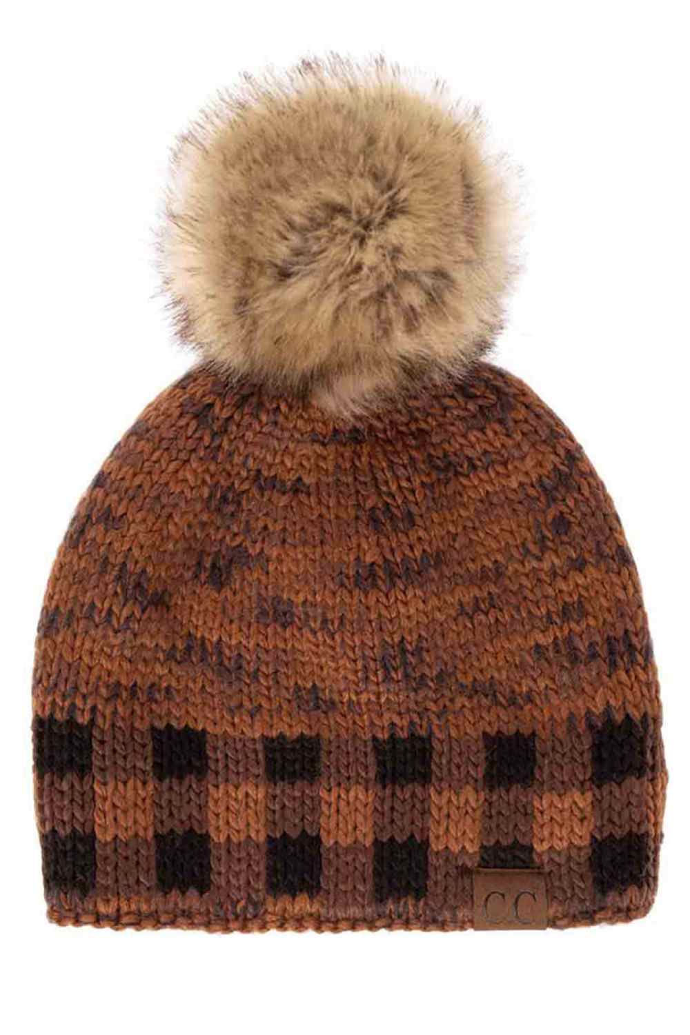 Cinnamon Stay cozy in style with the C.C Heather Chunk Beanie featuring a trendy check pattern band for a modern, eye-catching touch. Crafted with soft, warm knit fabric, it offers comfortable coverage and a snug fit for chilly days.