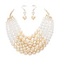 Chunky Multi Strand Pearl Bib Necklace