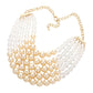 Chunky Multi Strand Pearl Bib Necklace
