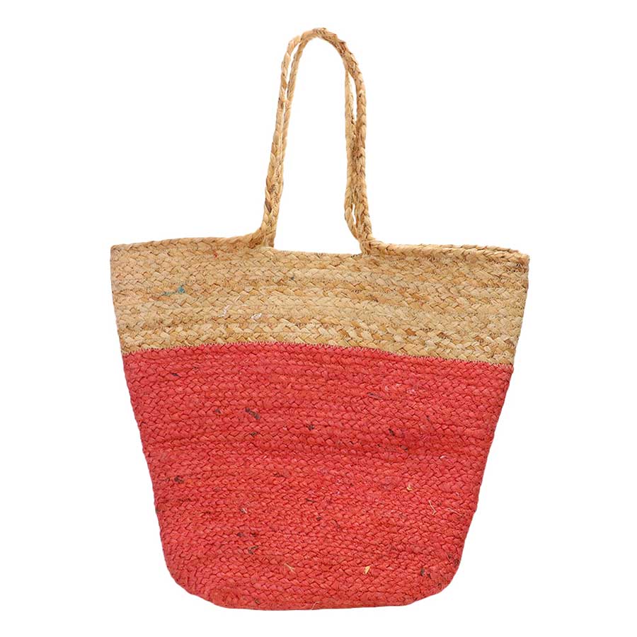 Coral Beautiful Woven Tote Bag, this tote bag is versatile enough for wearing throughout the week. Simple and leisurely, elegant and fashionable, suitable for women of all ages, and lightweight to carry around all day. The interior has enough capacity for keys, phones, cards, sunglasses, purses, lipsticks, books, and water bottles. This woven tote bag can hold up all your daily necessities. 