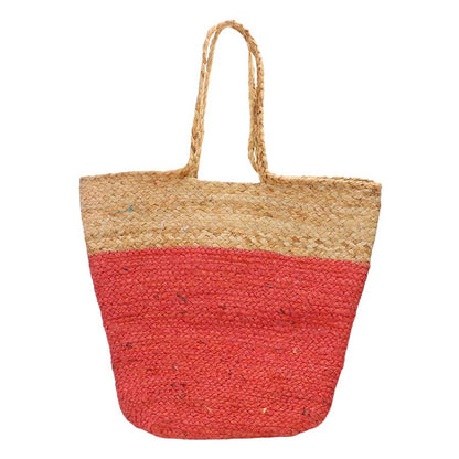 Coral Beautiful Woven Tote Bag, this tote bag is versatile enough for wearing throughout the week. Simple and leisurely, elegant and fashionable, suitable for women of all ages, and lightweight to carry around all day. The interior has enough capacity for keys, phones, cards, sunglasses, purses, lipsticks, books, and water bottles. This woven tote bag can hold up all your daily necessities. 