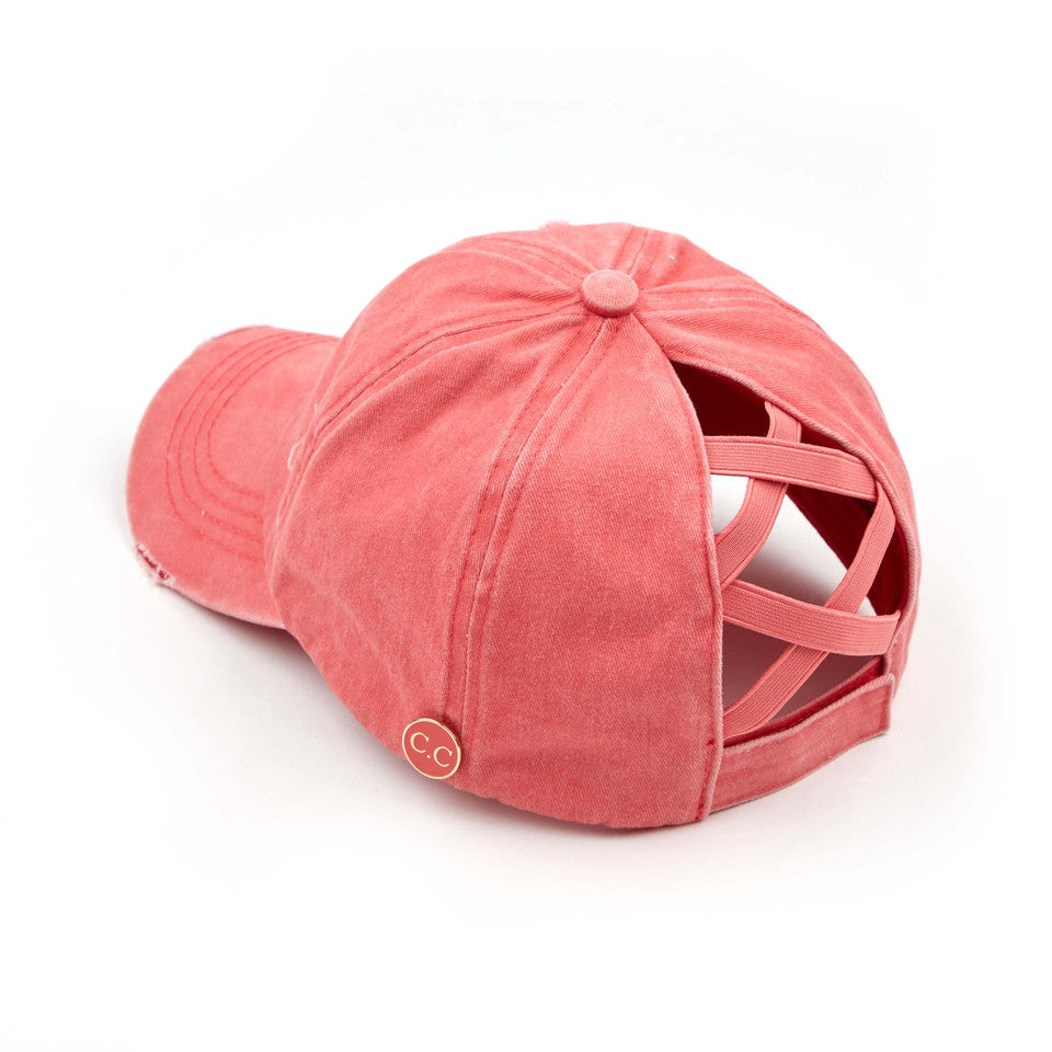 Coral C.C BASEBALL PONYCAP is the perfect accessory for any sports enthusiast. Made with high-quality materials, this cap offers both style and functionality. With its comfortable fit and sleek design, it will keep you looking and feeling cool while you support your favorite team. Upgrade your game day look with the C.C BASEBALL PONYCAP.