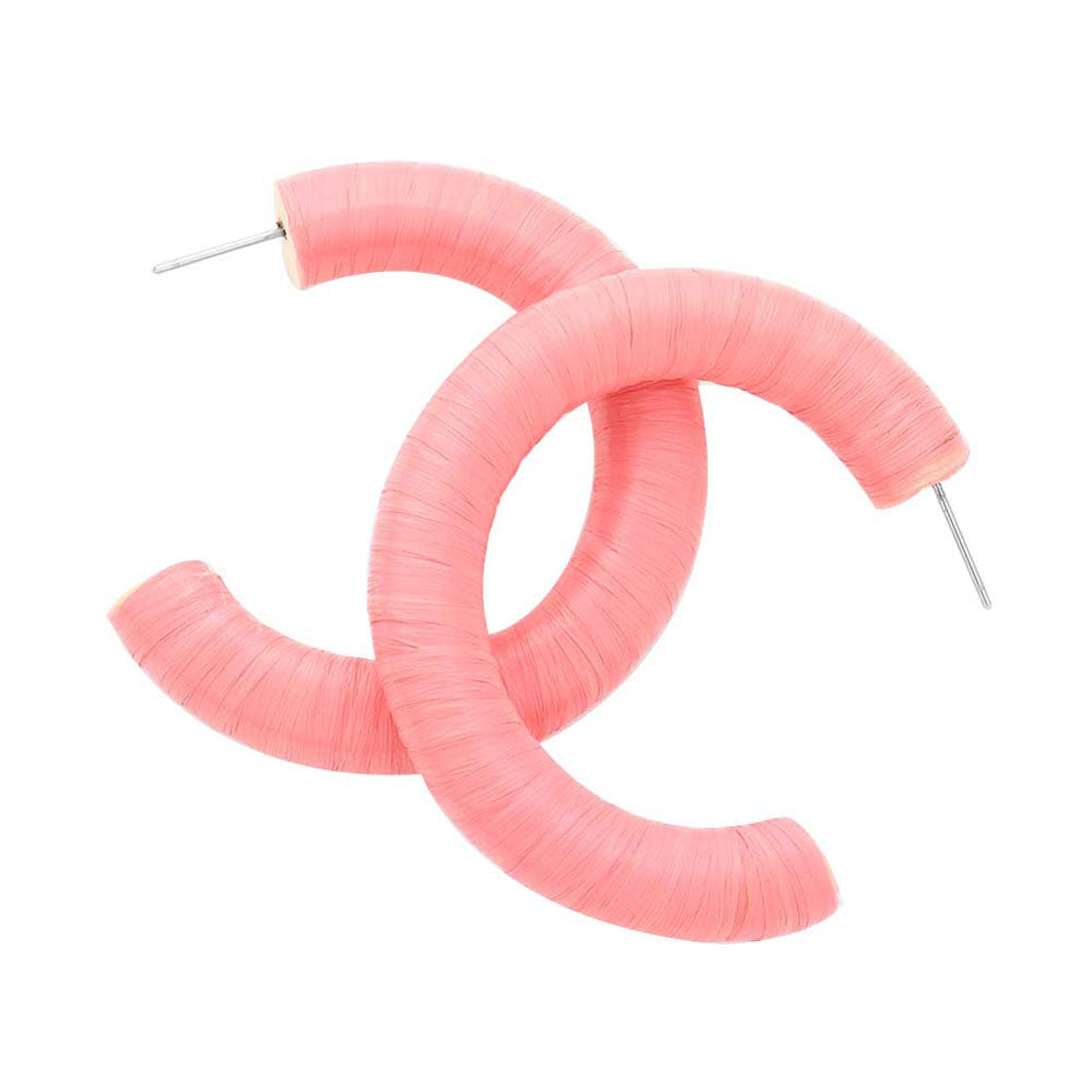Coral Raffia Wrapped Hoop Earrings! These dangly accessories bring a touch of shimmer and shine to any look. Great for birthdays, anniversaries, or just because - these earrings are the perfect gift for your special someone (or yourself!). Get ready to make a sartorial statement! Awesome everyday day wear, pairs well with any outfit.