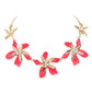 Coral Teardrop Stone Pointed Enamel Flower Link Necklace is a stunning addition to any jewelry collection. Expertly crafted, this elegant teardrop design and bold enamel flowers create a sophisticated statement piece. Made with high-quality materials, this necklace is both durable and beautiful. Perfect for any occasion.
