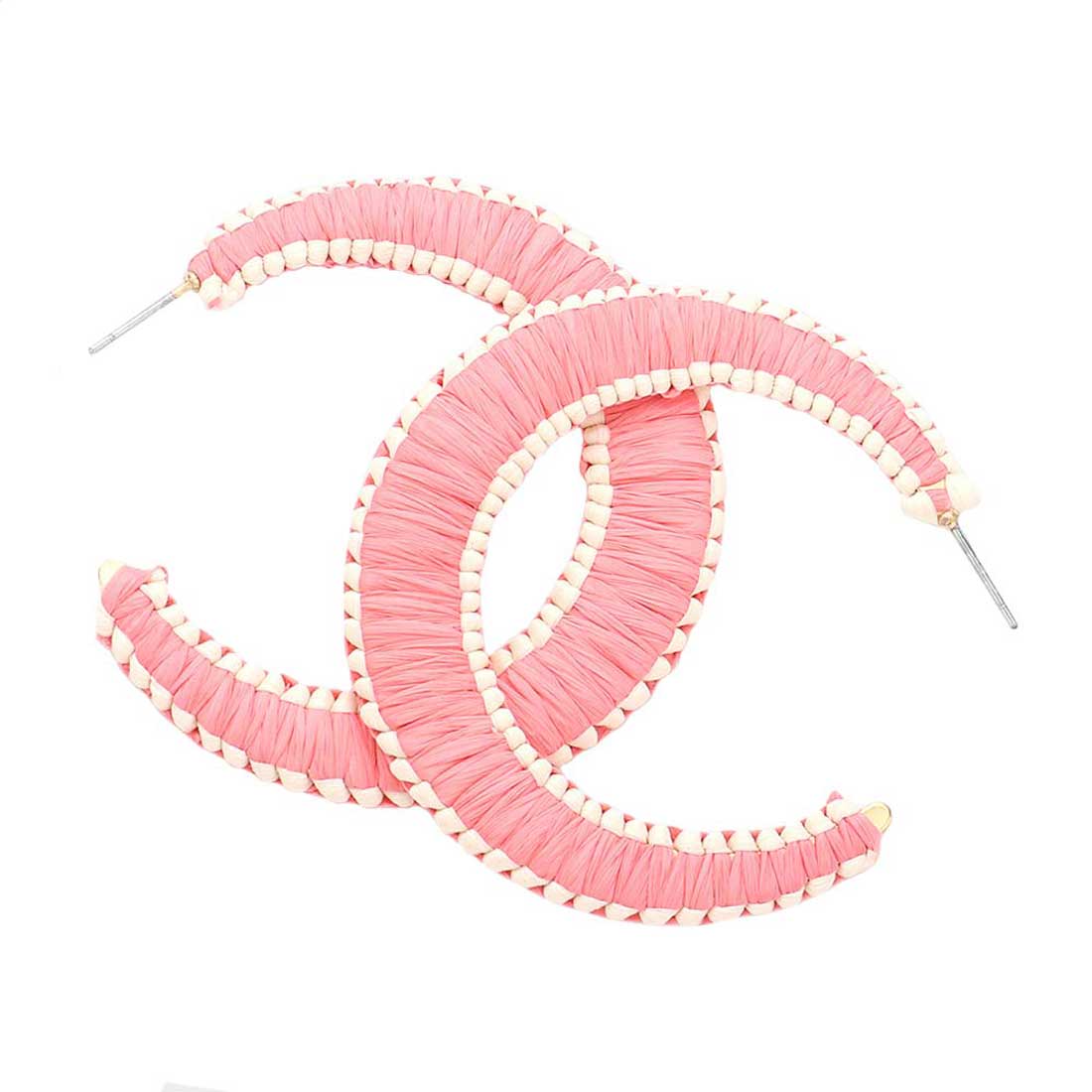 Coral Woven Raffia Hoop Earrings! These dangly accessories bring a touch of shimmer and shine to any look. Great for birthdays, anniversaries, or just because - these earrings are the perfect gift for your special someone (or yourself!). Get ready to make a sartorial statement! Awesome everyday day wear, pairs well with any outfit.