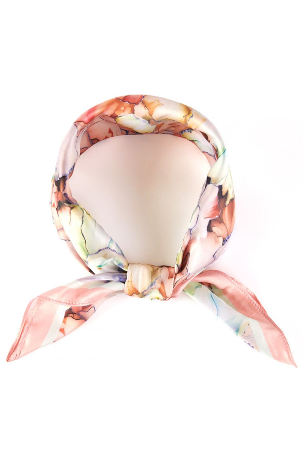 Coral Brighten your summer style with this charming floral pattern print bandana scarf. Crafted from lightweight 100% polyester, it's perfect for warm weather wear tie it around your neck, head, or wrist for effortless versatility. The generous 27.5" x 27.5" square cut offers plenty of styling options. Easy to care for and designed for comfort, this scarf is an essential accessory for any season.