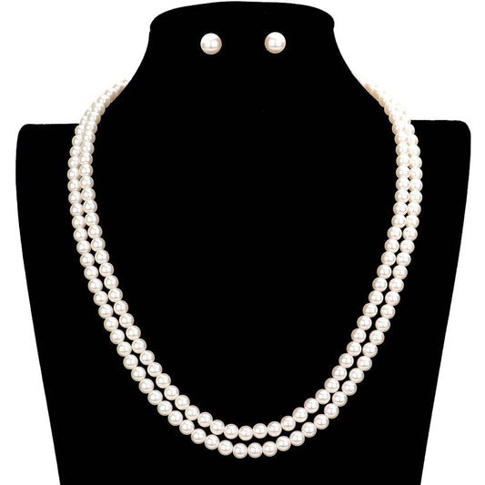 Cream Double Layered Pearl Necklace, get ready with these pearl necklaces to receive the best compliments on any occasion. Perfect for adding just the right amount of shimmer & shine and a touch of class to events. It looks so pretty, bright, and elegant on special occasions. This necklace is perfect for any event whether formal or casual or for going to a party or occasion. The perfect gift for a birthday, anniversary, Valentine‚Äö√Ñ√¥s Day, Party, Christmas, etc.