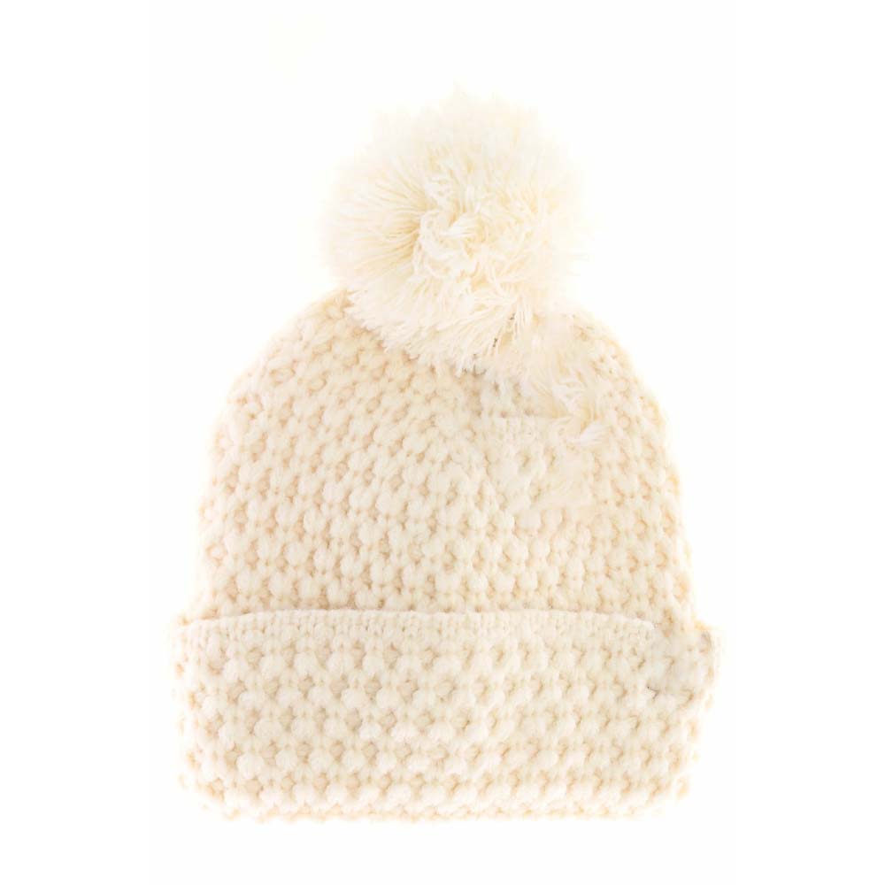 Cream KIDS Bee Stitch Knit Pom C.C Beanie offers reliable warmth and durability ideal for active children. Its tightly woven bee stitch knit ensures long-lasting wear and effective insulation, while the soft pom adds a playful touch. Designed to fit comfortably, this beanie protects against cold weather while maintaining style and functionality for everyday use. 