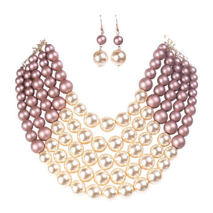 Chunky Multi Strand Pearl Bib Necklace