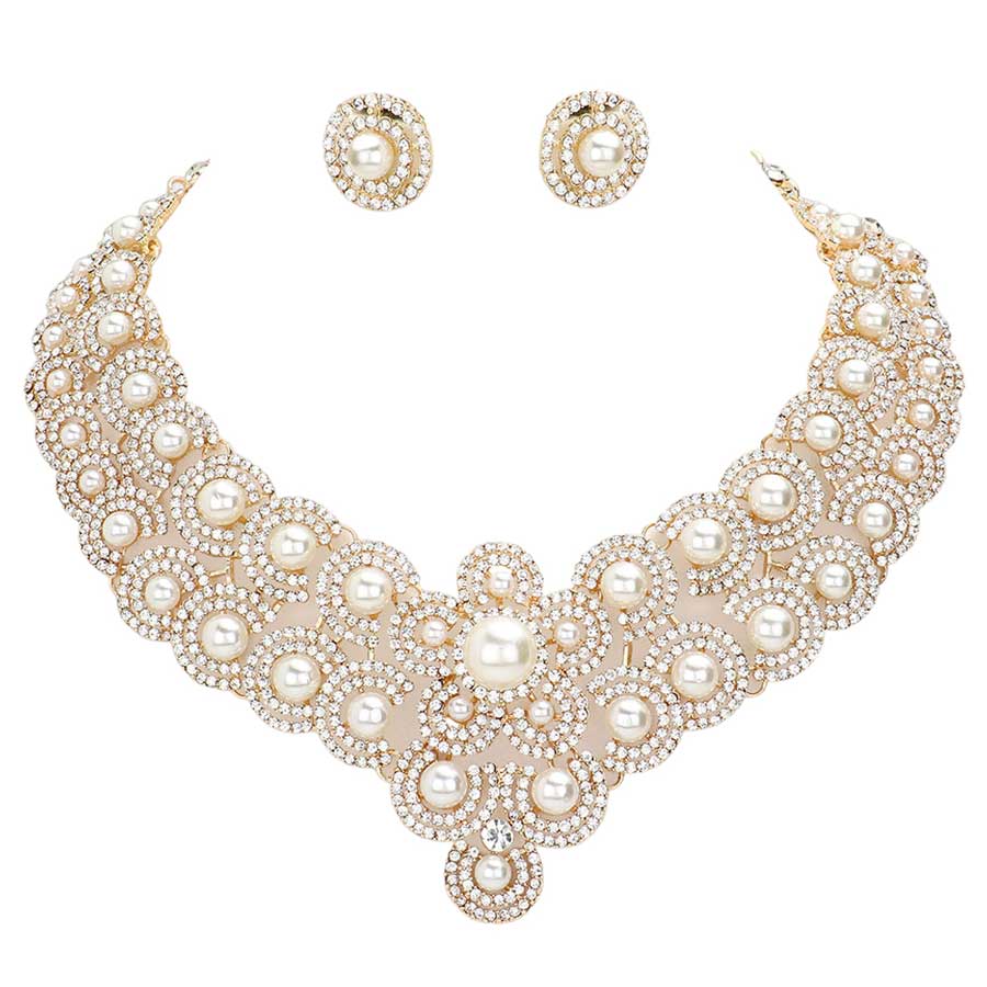 Cream Pearl Accented Evening Necklace, Get ready with these pearl necklaces and put on a pop of shine to complete your ensemble. Wear these pearl embellished evening necklaces to show your unique yet attractive & beautiful choice. The elegance of this pearl-accented necklace goes unmatched, great for wearing at a party! These classy necklaces are perfect for parties, Weddings, and Evenings. Awesome gift for birthdays, anniversaries, Valentine’s Day, or any special occasion.