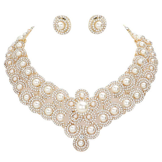 Cream Pearl Accented Evening Necklace, Get ready with these pearl necklaces and put on a pop of shine to complete your ensemble. Wear these pearl embellished evening necklaces to show your unique yet attractive & beautiful choice. The elegance of this pearl-accented necklace goes unmatched, great for wearing at a party! These classy necklaces are perfect for parties, Weddings, and Evenings. Awesome gift for birthdays, anniversaries, Valentine‚Äö√Ñ√¥s Day, or any special occasion.
