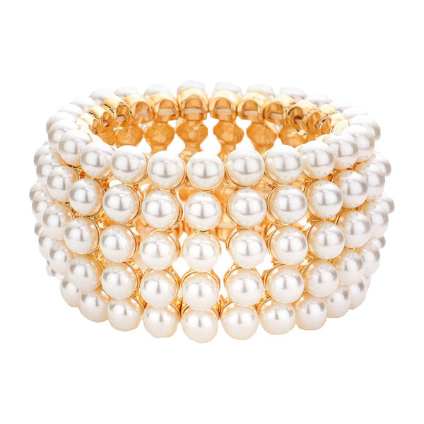 Cream Pearl Stretch Bracelet featuring a gorgeous cluster of pearls, this bracelet is the perfect touch of glamour for any outfit. We guarantee you'll be stunning! Perfect Birthday Gift, Anniversary Gift, Christmas Gift, Mother's Day Gift, or Graduation Gift. Regalo de: Navidad, Cumpleanos, Aniversario