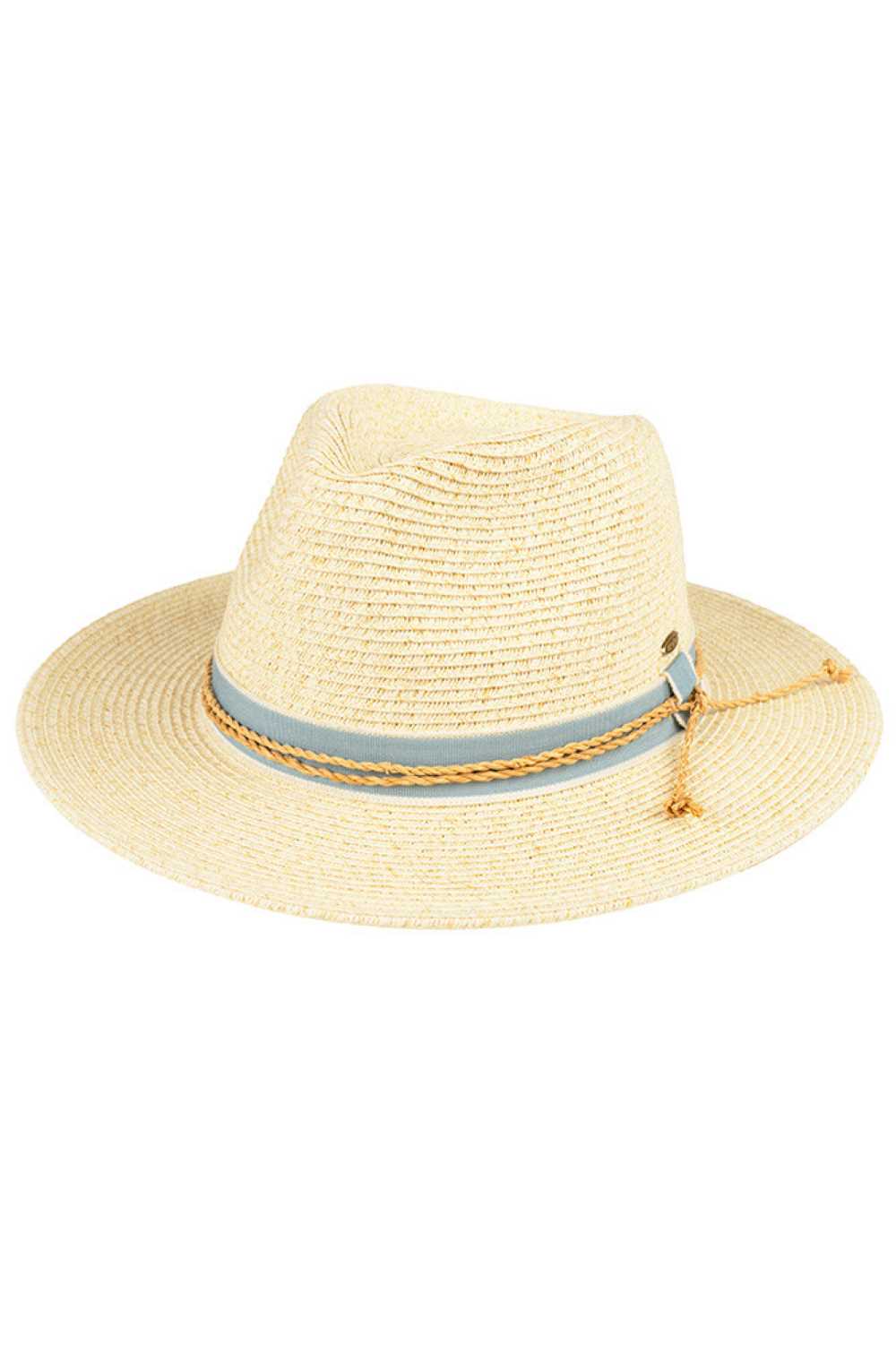 Cream Elevate your sun style with this classic C.C Panama sun hat, featuring a sophisticated two-tone design and charming braided string band detail. Crafted from a breathable blend of 80% paper and 20% polyester, it offers lightweight comfort for all-day wear. With a generous 2.5" brim for sun protection and a 4" crown for a flattering fit, this one-size hat suits most head shapes. The 22.6" circumference provides a secure, comfortable fit whether you're at the beach, garden party, or outdoor adventure. Pe