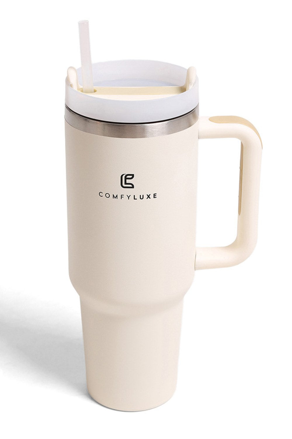 Creme Keep your beverages at the perfect temperature with this 40oz stainless steel tumbler. Double-wall insulation maintains hot drinks hot and cold drinks cold for hours. The ergonomic handle makes it easy to carry on the go, while the sleek solid color design works with any style. BPA-free construction ensures safe, worry-free hydration. Perfect for work, travel, or everyday use.