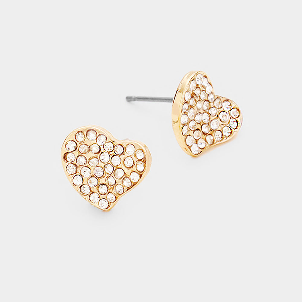 Crystal Rhinestone Paved Heart Stud Earrings bring a touch of elegance to any outfit. Crafted with sparkling crystals, they offer exceptional quality and timeless charm. Perfect for any occasion, these stunning earrings elevate your style effortlessly. 