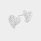 Crystal Rhinestone Paved Heart Stud Earrings bring a touch of elegance to any outfit. The sparkling rhinestones are intricately arranged in a heart-shaped design, adding a romantic and sophisticated charm to your look. Perfect for any occasion, these earrings are a must-have addition to any jewelry collection. 