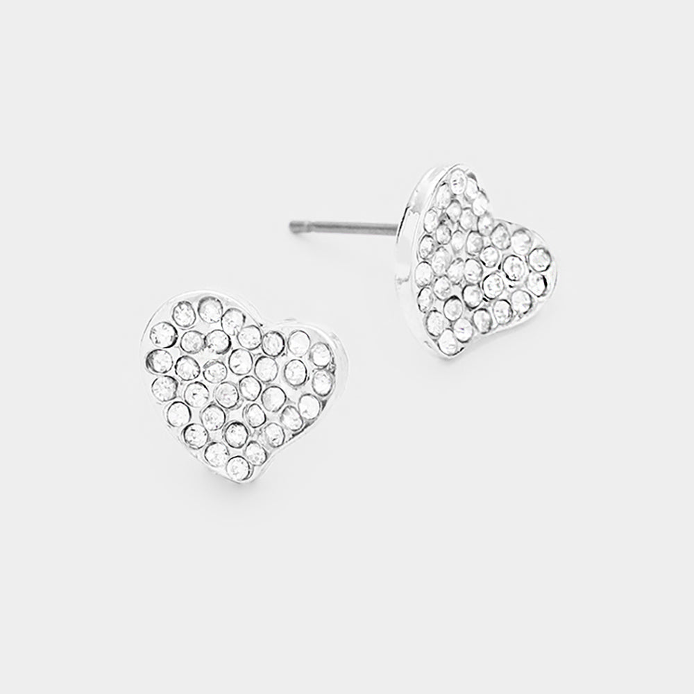 Crystal Rhinestone Paved Heart Stud Earrings bring a touch of elegance to any outfit. Crafted with sparkling crystals, they offer exceptional quality and timeless charm. Perfect for any occasion, these stunning earrings elevate your style effortlessly. 