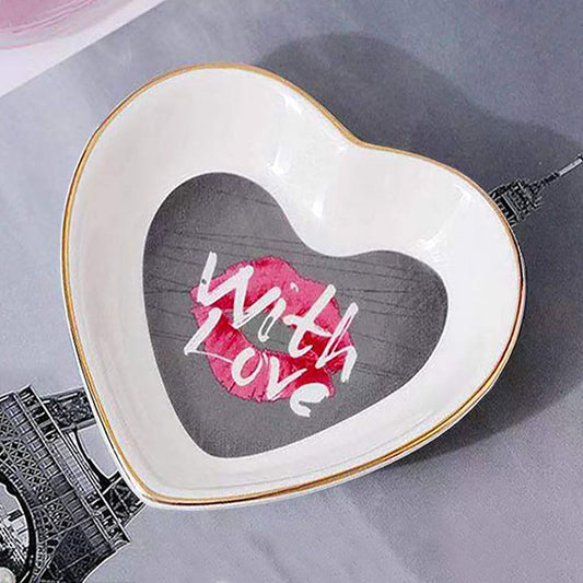 With Love Message Lips Heart Jewelry Dish