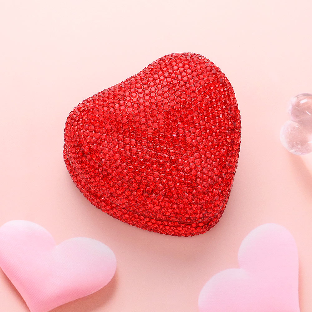 LED Light Bling Studded Heart Shaped Jewelry Ring Case