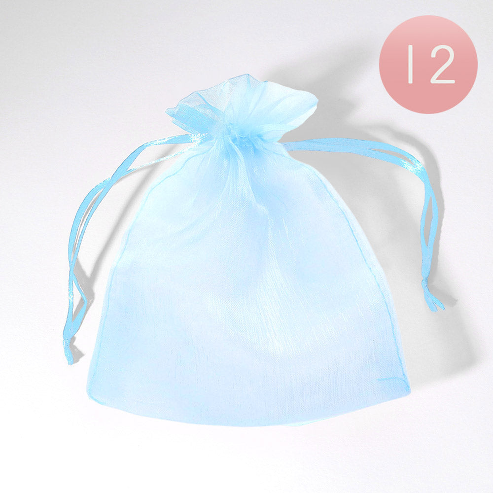 Madeline Love Aqua 12PCS - 5.5 X 6.5 Ribboned Organza Gift Bags - Jewelry