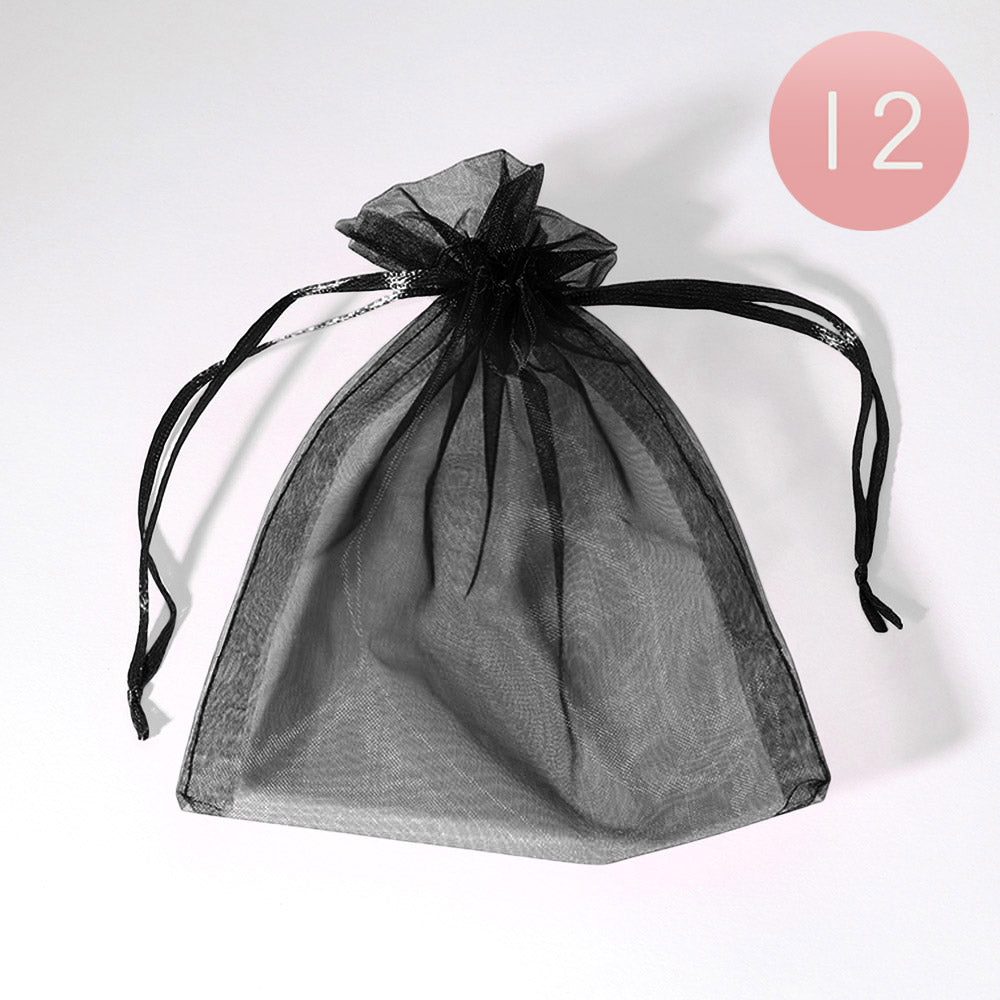 Madeline Love Black 12PCS - 5.5 X 6.5 Ribboned Organza Gift Bags - Jewelry
