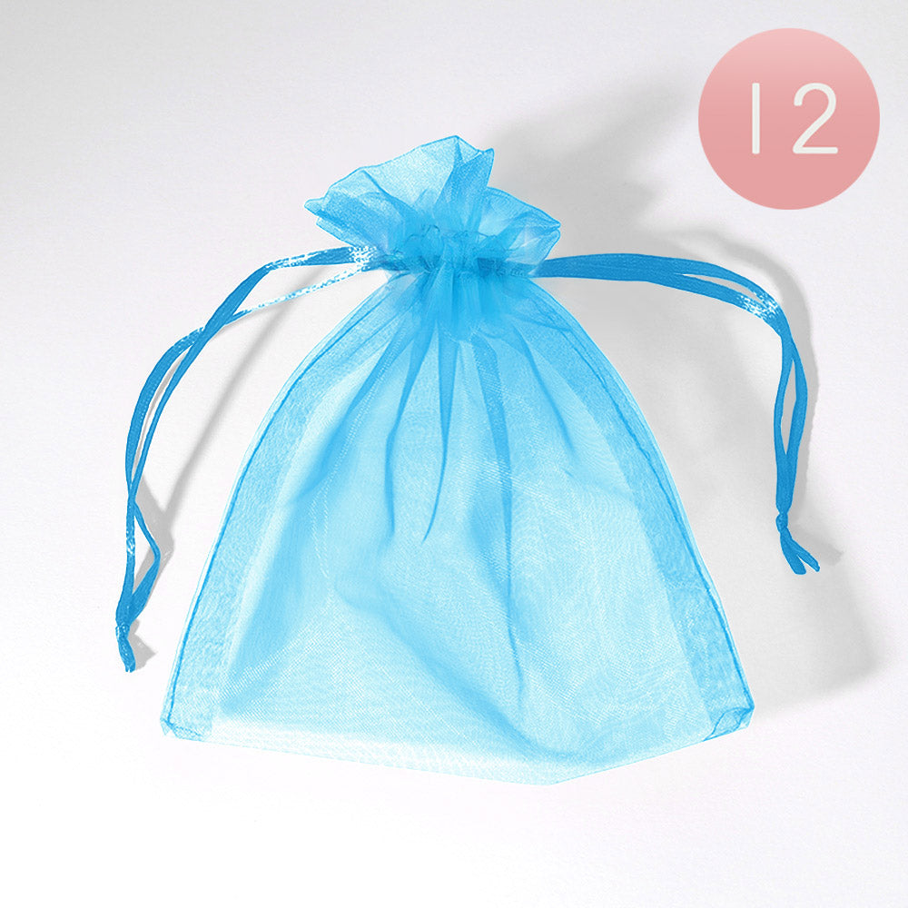 Madeline Love Blue Zircon 12PCS - 5.5 X 6.5 Ribboned Organza Gift Bags - Jewelry