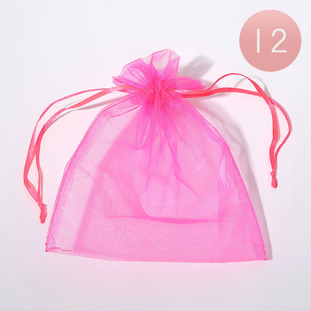 Madeline Love Dust Pink 12PCS - 5.5 X 6.5 Ribboned Organza Gift Bags - Jewelry
