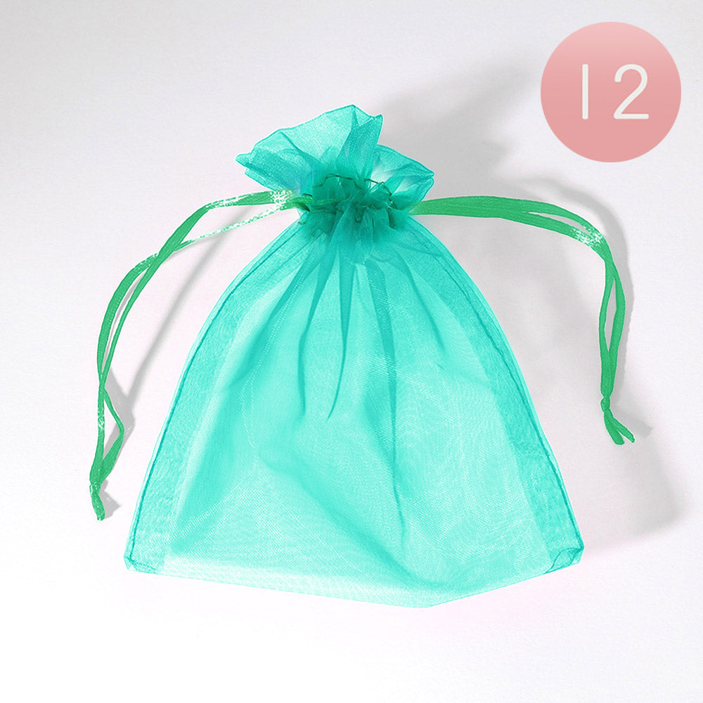 Madeline Love Emerald 12PCS - 5.5 X 6.5 Ribboned Organza Gift Bags - Jewelry