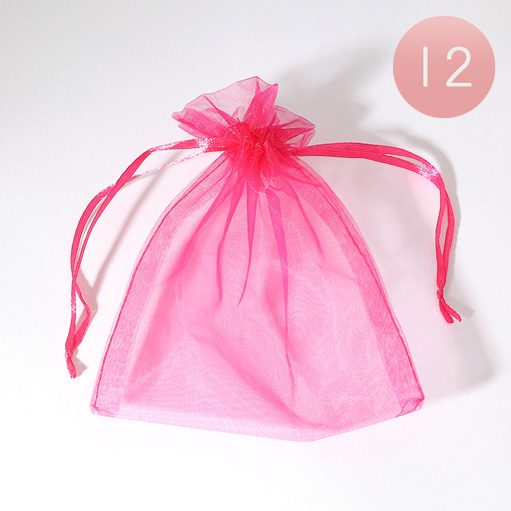 Madeline Love Fuchsia 12PCS - 5.5 X 6.5 Ribboned Organza Gift Bags - Jewelry