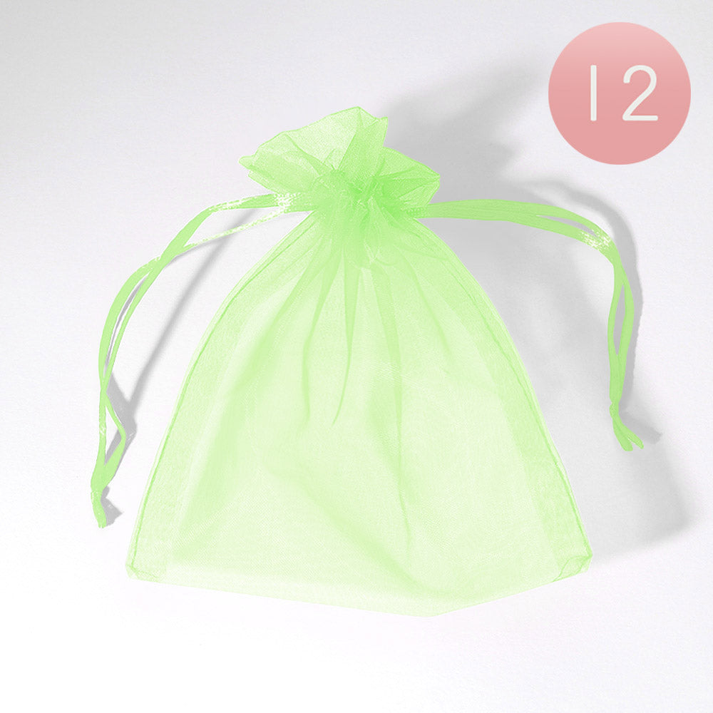 Madeline Love Mint 12PCS - 5.5 X 6.5 Ribboned Organza Gift Bags - Jewelry