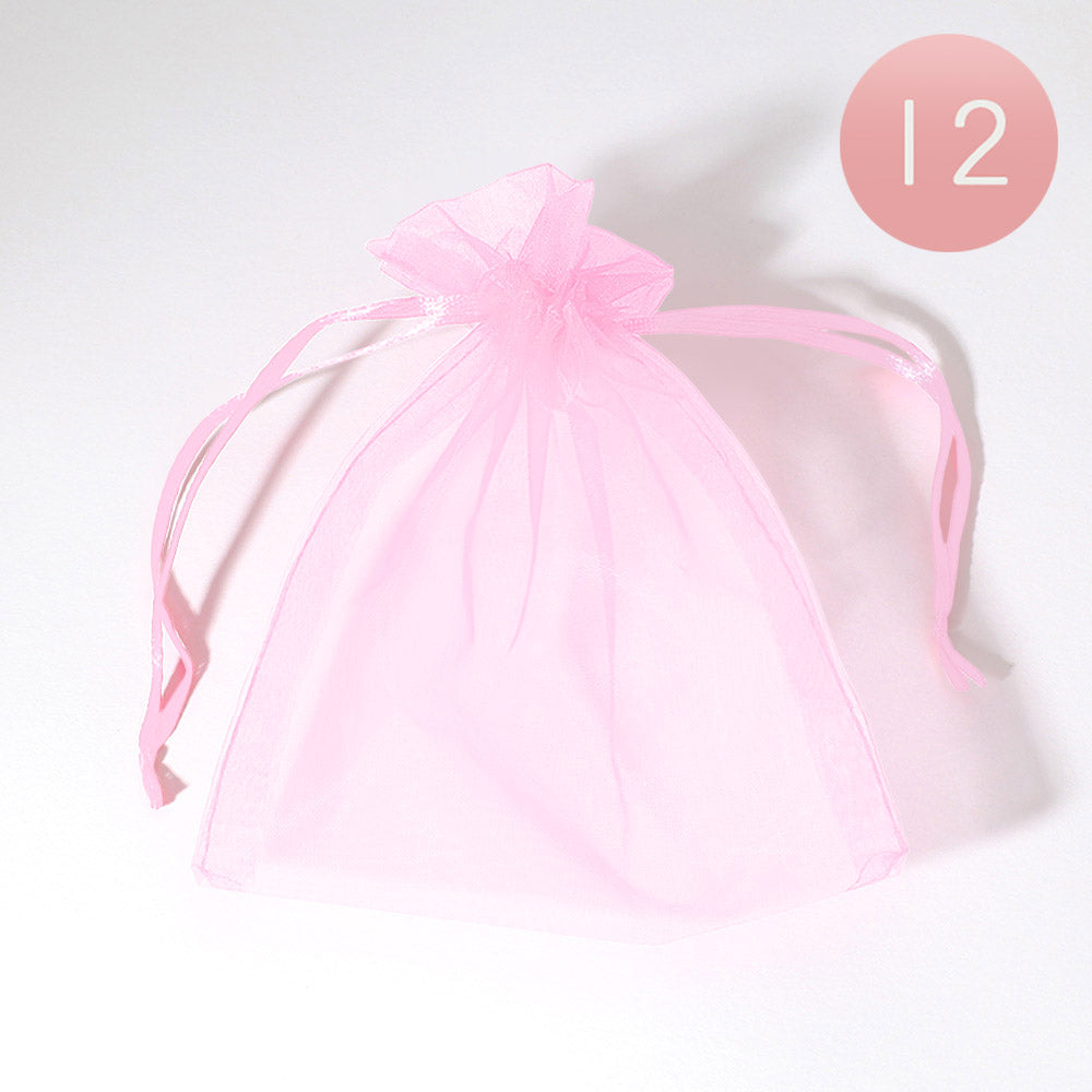 Madeline Love Pink 12PCS - 5.5 X 6.5 Ribboned Organza Gift Bags - Jewelry