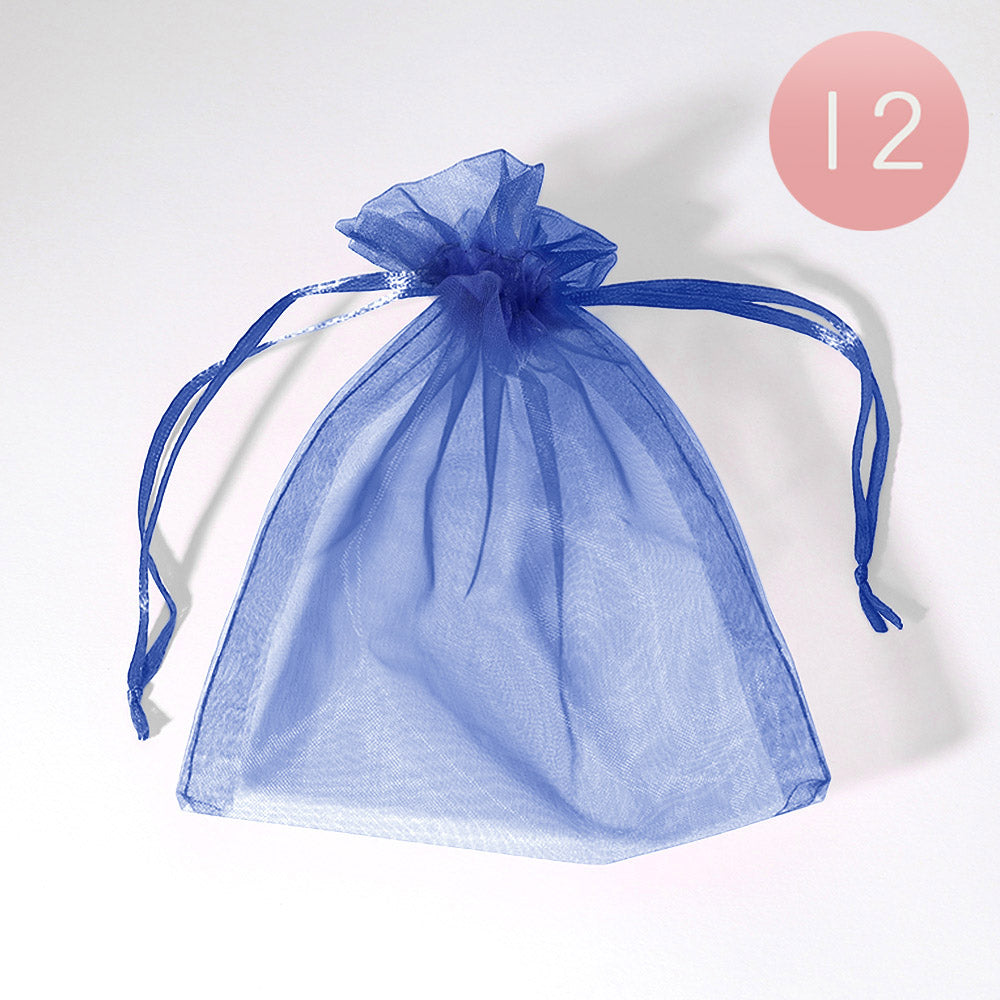 Madeline Love Montana Blue 12PCS - 5.5 X 6.5 Ribboned Organza Gift Bags - Jewelry
