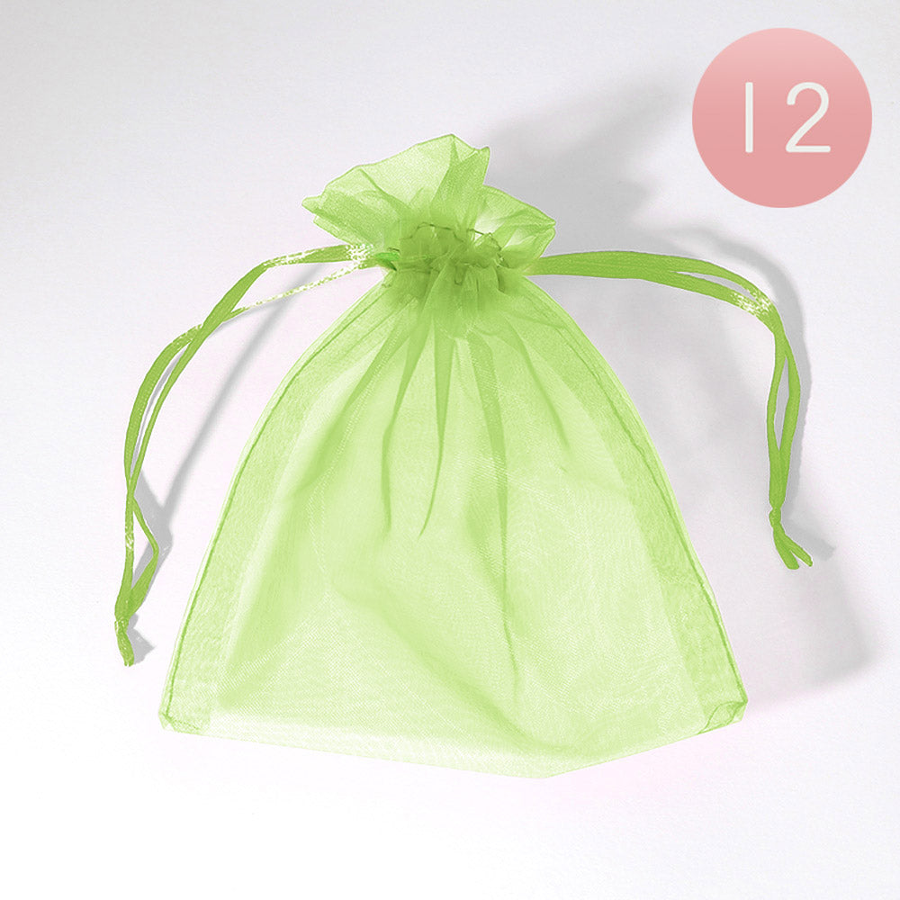 Madeline Love Olive Green 12PCS - 5.5 X 6.5 Ribboned Organza Gift Bags - Jewelry